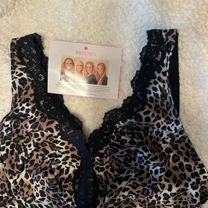 Breezies Animal Print Bra with Black Lace